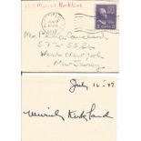 Muriel Kirkland signed card. Actress. Signed on vintage 3 x 2 inch cream card. Comes with original