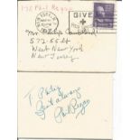 Phil Regan signed card. Actor. Dedicated. Signed on vintage 3 x 2 inch cream card. Comes with