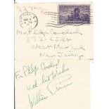 William Prince signed card. Actor. Dedicated. Signed on vintage 3 x 2 inch cream card. Comes with
