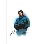 George Lazenby signed 14x12 colour James Bond print by the artist Jeff Marshall limited edition.