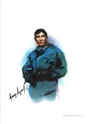 George Lazenby signed 14x12 colour James Bond print by the artist Jeff Marshall limited edition.