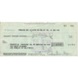 Rod Steiger signed Security First National Bank of Los Angeles cheque dated 6/18/58. Rodney