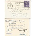 The Sportsmen Quartet signed card. Singers. Dedicated. Signed on vintage 3 x 2 inch cream card.