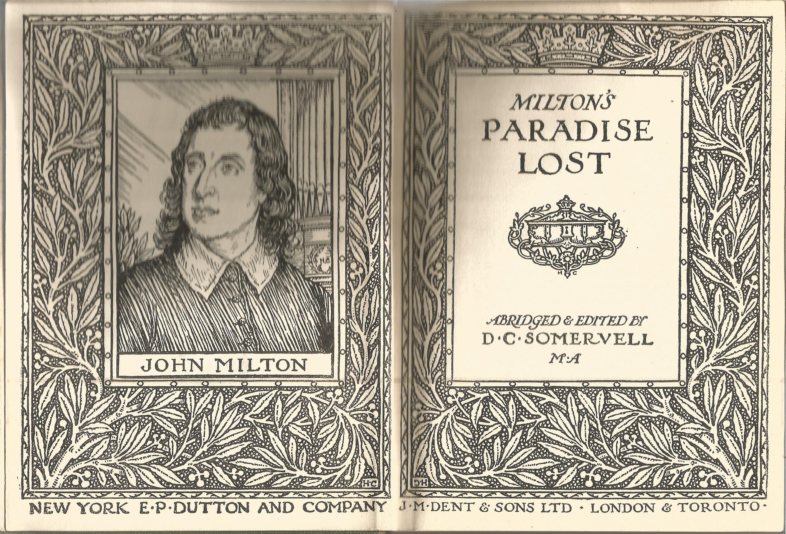 Milton's Paradise Lost edited by D C Somerville. Unsigned small hardback book with no dust jacket - Image 3 of 3