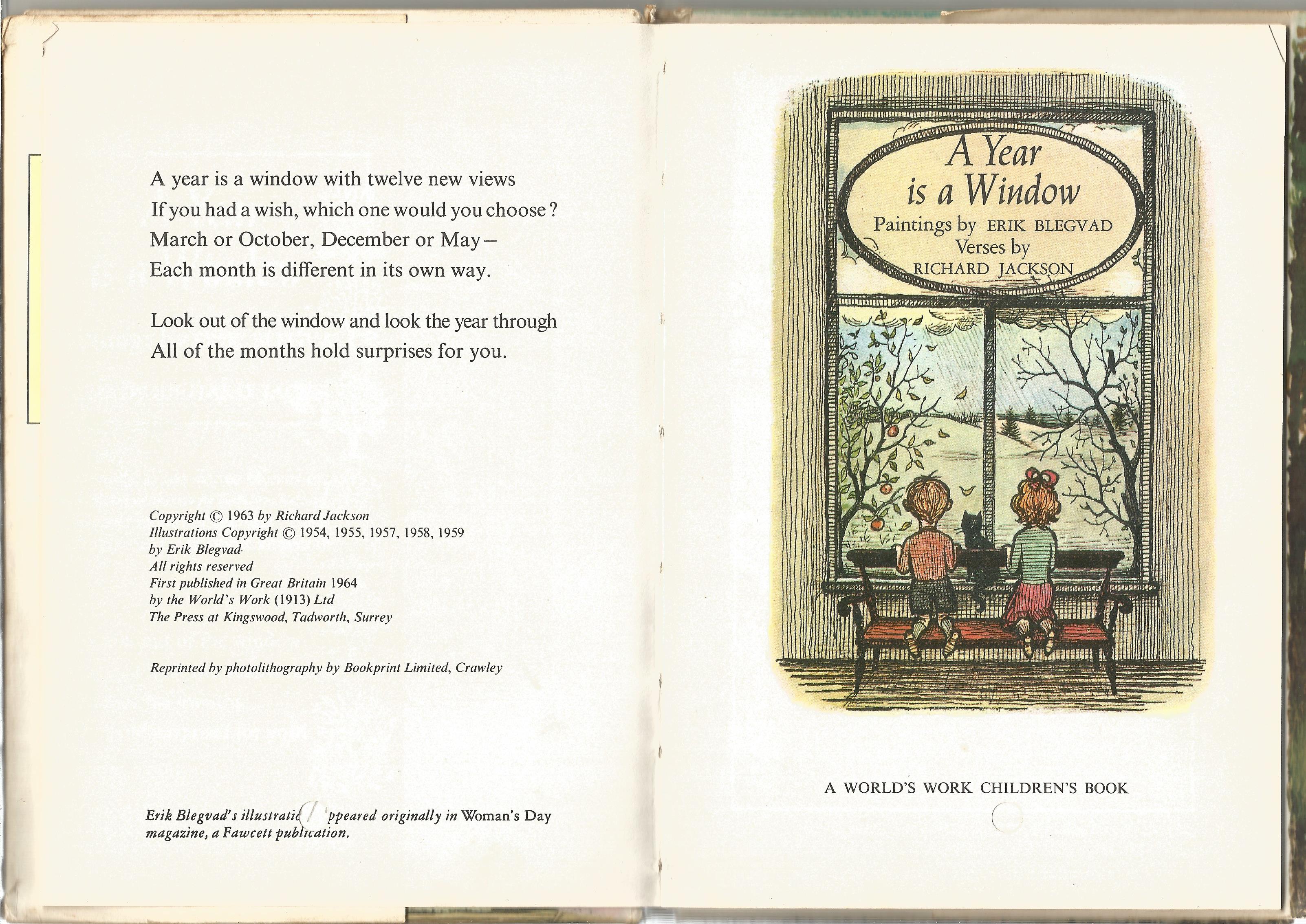 A Year is a Window by Richard Jackson. Childrens Unsigned unnumbered small hardback book with dust - Image 2 of 2
