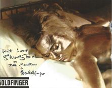 Shirley Eaton signed James Bond Goldfinger colour 10 x 8 inch photo, rare she has added screen