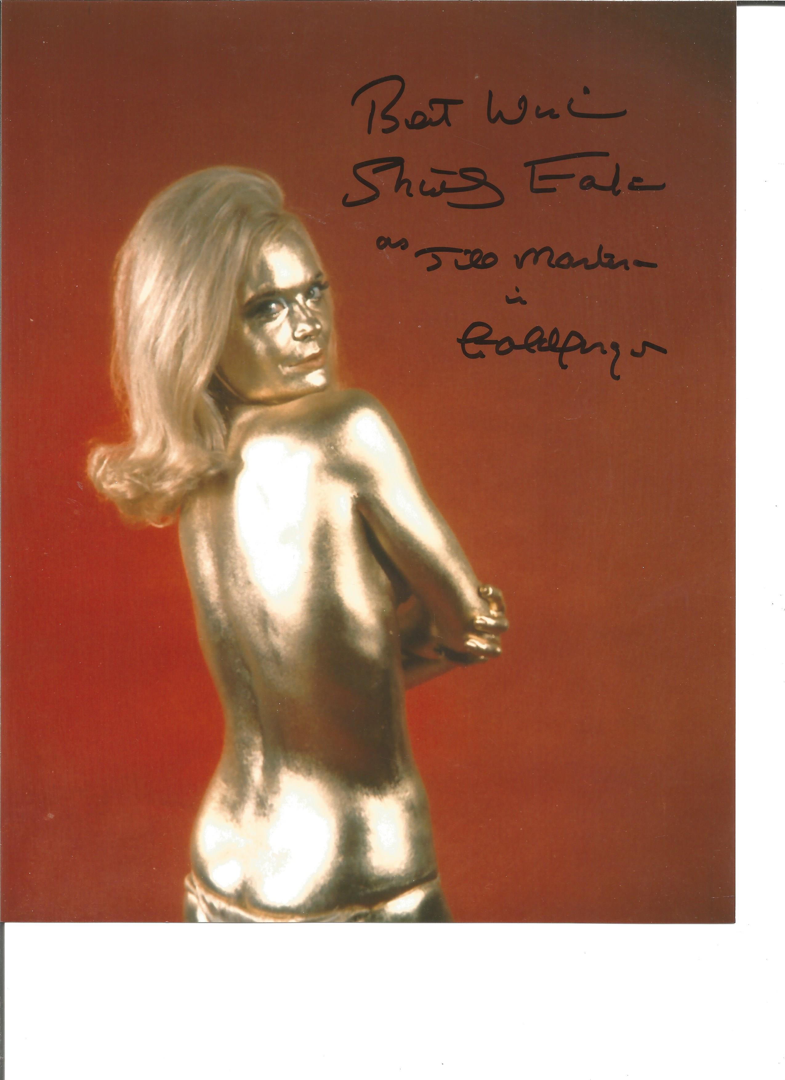 Shirley Eaton signed James Bond Goldfinger colour 10 x 8 inch photo, rare she has added screen