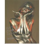 Shirley Eaton signed James Bond Goldfinger colour 10 x 8 inch photo, rare she has added screen