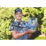 Golf Matt Wallace signed 12x8 colour photo pictured with the Masters Par3 trophy. This item is