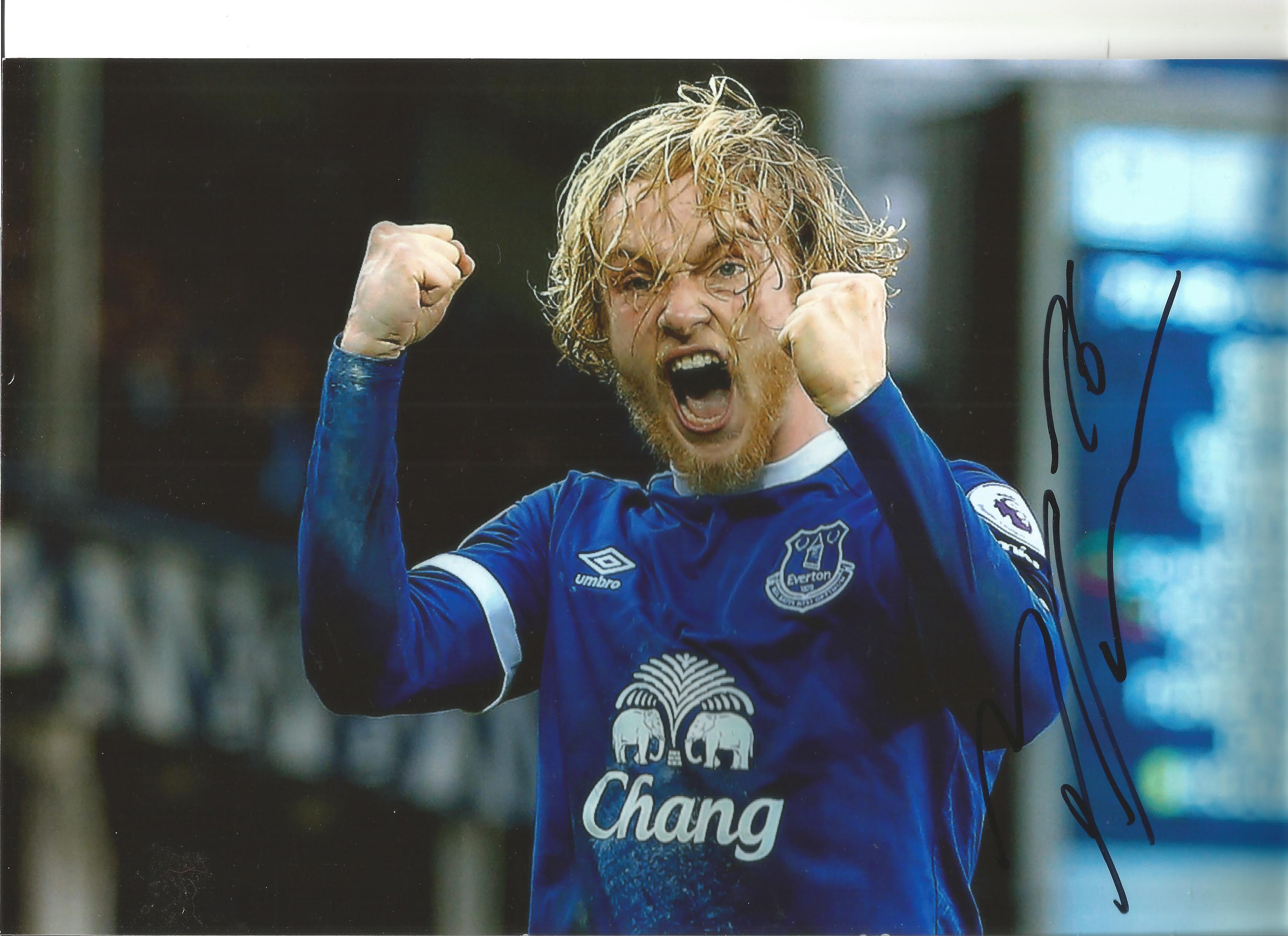 Tom Davies Everton Signed 12 x 8 inch football photo. This item is from the stock of www.