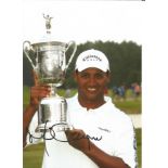 Golf Michael Campbell 12x8 signed colour photo pictured with the US Open Championship trophy. This