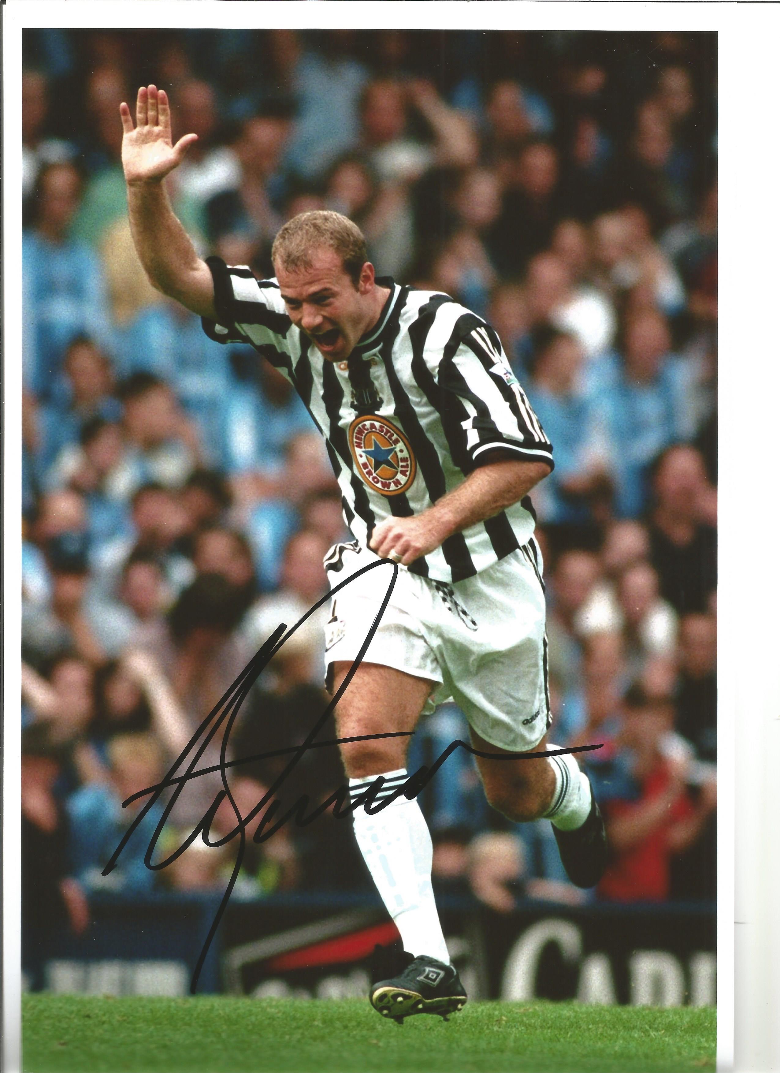 Alan Shearer Newcastle Signed 12 x 8 inch football photo. This item is from the stock of www.