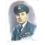 Wg Ldr Peter Oliver WW2 RAF Battle of Britain Pilot signed colour print 12 x 8 inch signed in