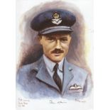 Plt Off Peter Hairs WW2 RAF Battle of Britain Pilot signed colour print 12 x 8 inch signed in
