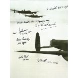 World War II Lancaster 8x6 black and white photo signed by seven bomber command veterans includes