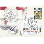John Bridge G. C, Carl Walker G. C and J Lynch G. C signed World War II Commemoration postcard