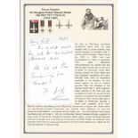 Group Captain Sir Douglas Robert Steuart Bader CBE DSO* DFC* FRAeS, DL. Signed handwritten letter.