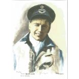 Sqn Ldr Percival Graham Leggett WW2 RAF Battle of Britain Pilot signed colour print 12 x 8 inch