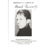 Private Edward Kenna VC signed Brooklet Card No. 28. Served in 2 4th Bn. N. S. W. Australian