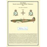 Pilot Officer Ronald James Harold Robbie Robertson DFC. Small signature piece. Set on superb