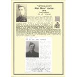 Flight Lieutenant Alan Stuart Harker DFM. Signed 6 x 4 biography card. Set on superb descriptive