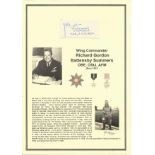 Wing Commander Richard Gordon Battensby Dick Summers OBE, OStJ, AFM. Small signature piece. Set on