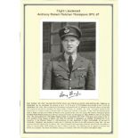 Flight Lieutenant Anthony Robert Fletcher Thompson DFC JP. Signed 7 x 5 b w photo plus biography