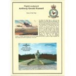 Flight Sergeant Anthony Gerald Russell. Signed Battle of Britain Memorial 6 x 4 colour card. Set