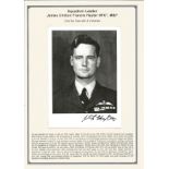 Squadron Leader James Chilton Francis Hayter DFC*. Signed 7 x 5 b w photo plus biography card. Set