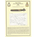 Flying Officer James Thomas Pickford DFM. Signed handwritten letter. Set on superb descriptive
