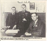 Frank Whittle signed 5 x 4 magazine cutting b w photo showing Frank Whittle with Stanley Hooker