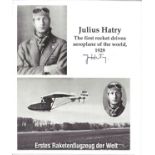Julius Hatry 1st Rocket Plane pilot signed montage photo; he flew it in 1929. Good Condition. All