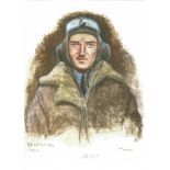 F O R. A. Bob Kings WW2 RAF Battle of Britain Pilot signed colour print 12 x 8 inch signed in