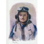 Plt Off Trevor Gray WW2 RAF Battle of Britain Pilot signed colour print 12 x 8 inch signed in