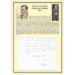 Wing Commander Eustace Holden DFC. Signed handwritten letter. Set on superb descriptive biography