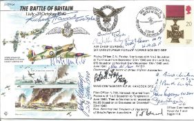 Battle of Britain 50th ann cover signed by 13 pilots. Inc Richard Haine, Archie Winskill,