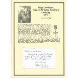 Flight Lieutenant Francis Charles Anthony Lanning DFC. Signed 5 x 3 white card. Set on superb