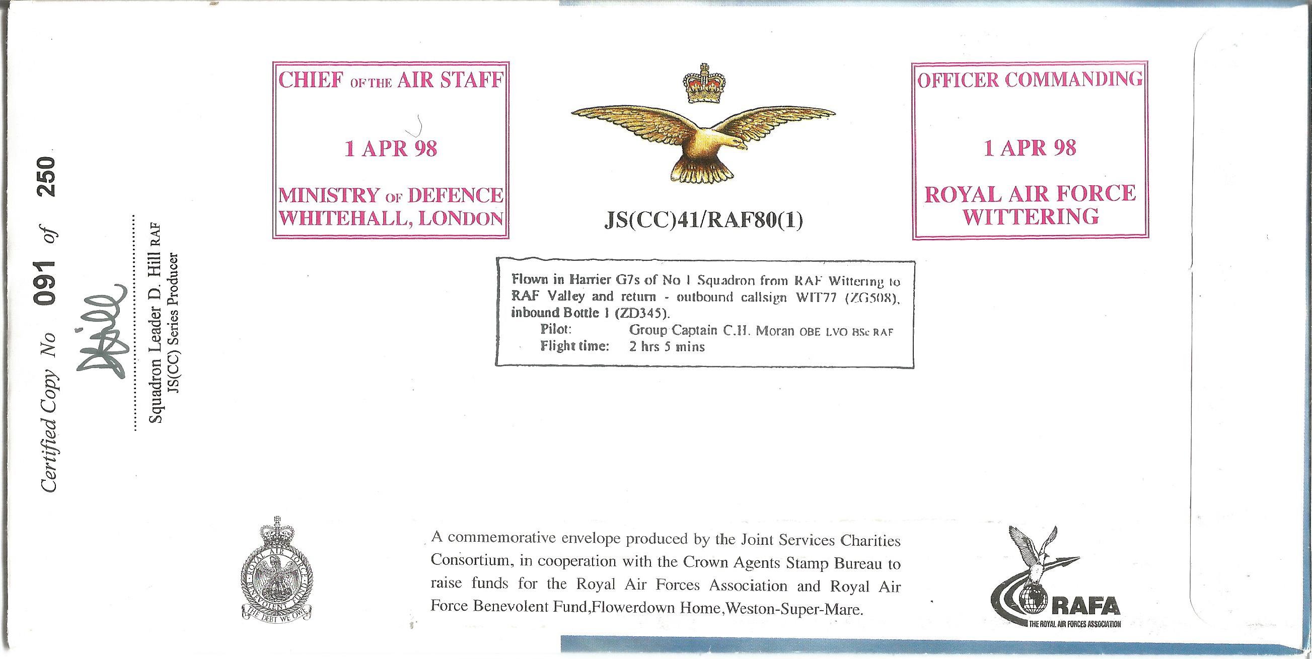 King Hussein of Jordan signed 80th Anniversary of the Royal Air Force Cover No. 91 of 250. Flown - Image 2 of 2