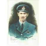 Flt Lt Keith Lawrence WW2 RAF Battle of Britain Pilot signed colour print 12 x 8 inch signed in