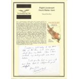 Flight Lieutenant David Walter Hunt. Signed handwritten letter. Set on superb descriptive