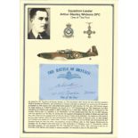 Squadron Leader Arthur Stanley Wickens DFC. Signed 5 x 3 inch blue card with RAF logo. Set on superb