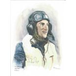 Plt Off Nigel Rose WW2 RAF Battle of Britain Pilot signed colour print 12 x 8 inch signed in Pencil.