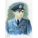 Plt Off Trevor Gray WW2 RAF Battle of Britain Pilot signed colour print 12 x 8 inch signed in