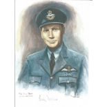 Flt Lt Billy Drake WW2 RAF Battle of Britain Pilot signed colour print 12 x 8 inch signed in Pencil.