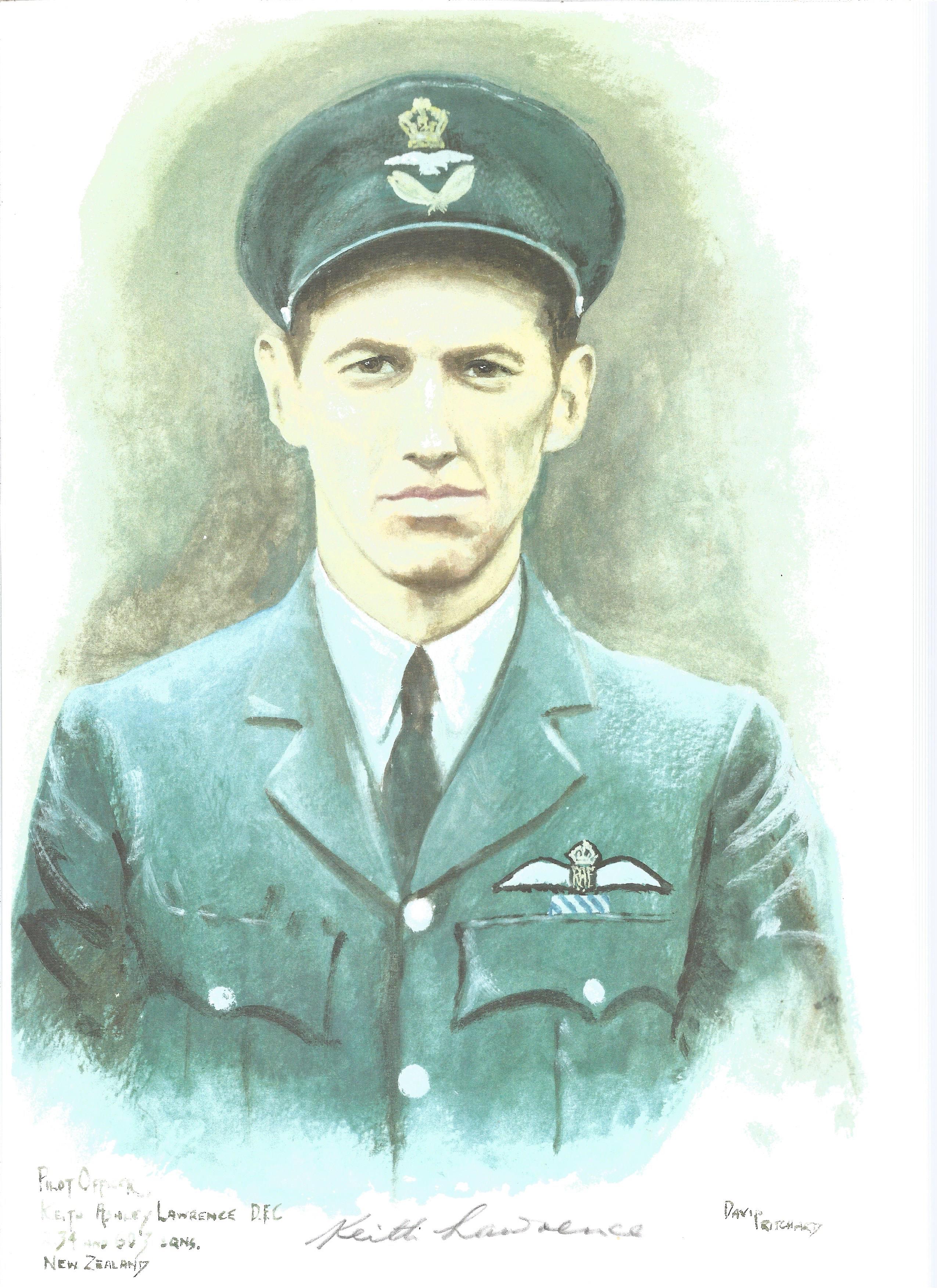 PO Keith Ashley Lawrence WW2 RAF Battle of Britain Pilot signed colour print 12 x 8 inch signed in