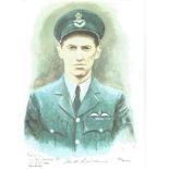 PO Keith Ashley Lawrence WW2 RAF Battle of Britain Pilot signed colour print 12 x 8 inch signed in