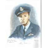 Sqn Ldr Tony Iveson WW2 RAF Battle of Britain Pilot signed colour print 12 x 8 inch signed in