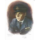 Flt Lt Richard Jones WW2 RAF Battle of Britain Pilot signed colour print 12 x 8 inch signed in