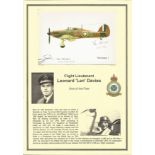 Flight Lieutenant Leonard Len Davies. Signed Battle of Britain Museum Hurricane 1 card. Set on