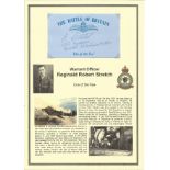 Warrant Officer Reginald Robert Stretch. Signed 5 x 3inch blue card with RAF logo. Set on superb